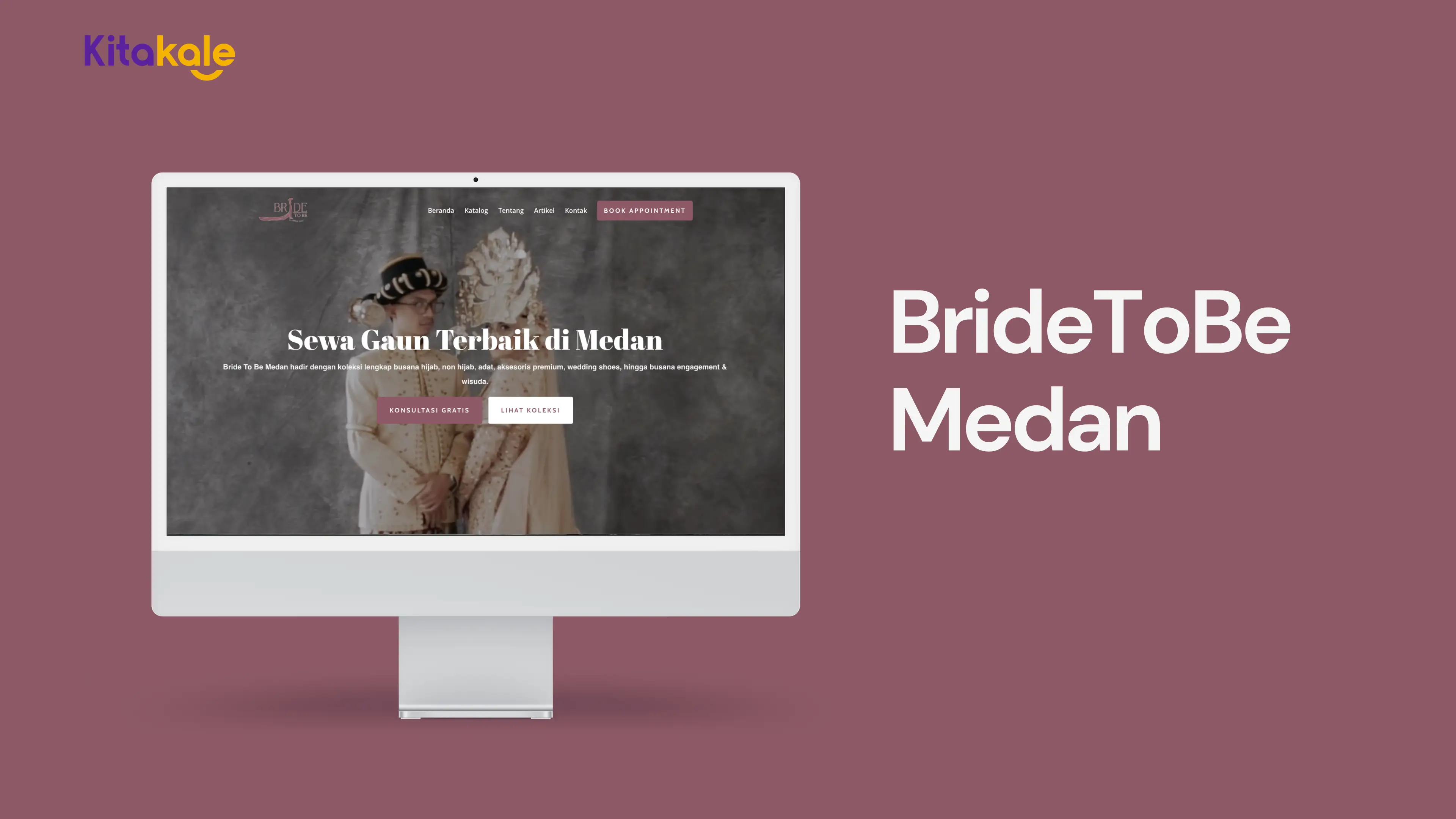 Website BrideToBe Medan untuk katalog dan appointment busana pengantin