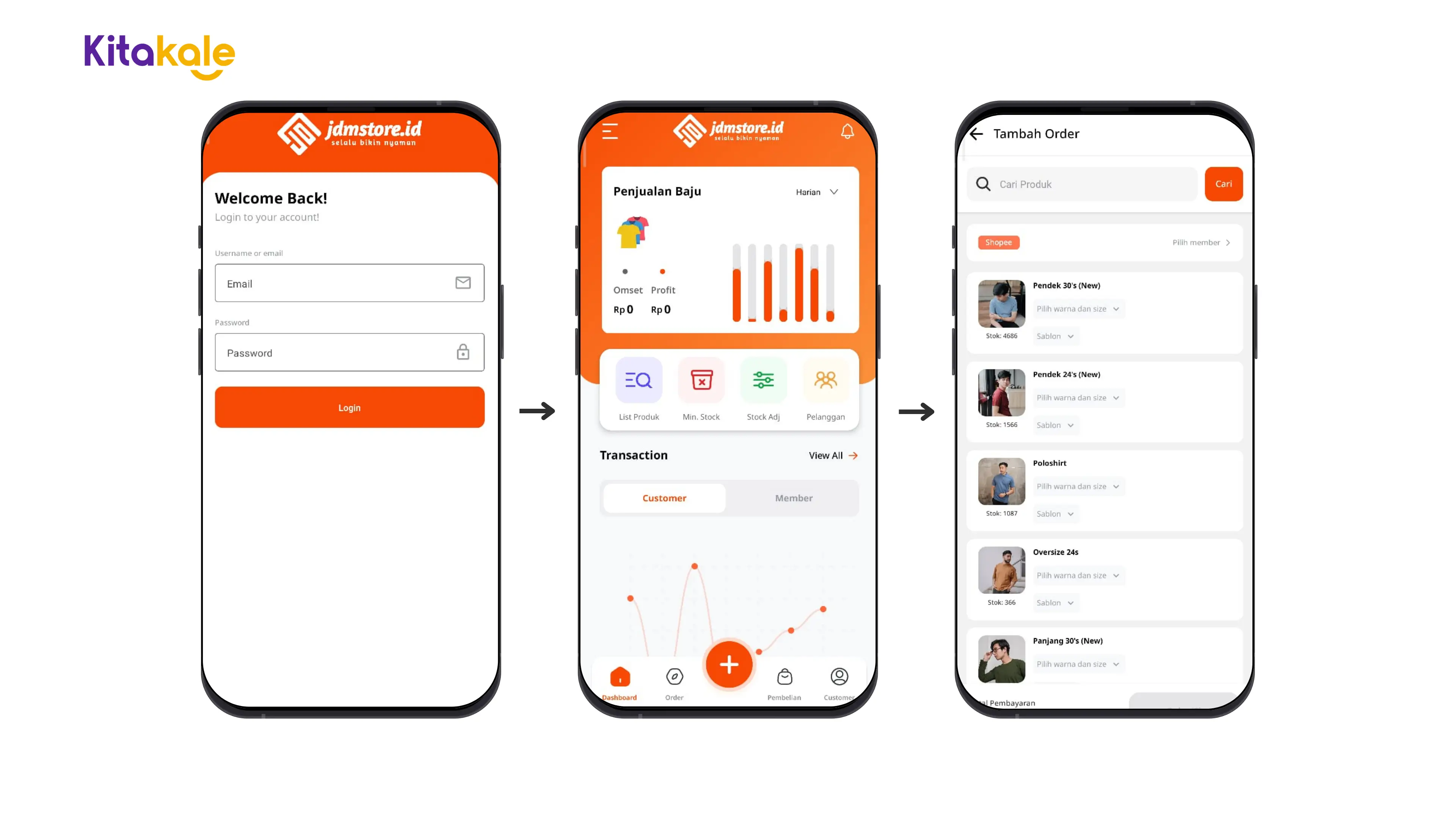 Aplikasi mobile JDMStore yang dikembangkan Kitakale