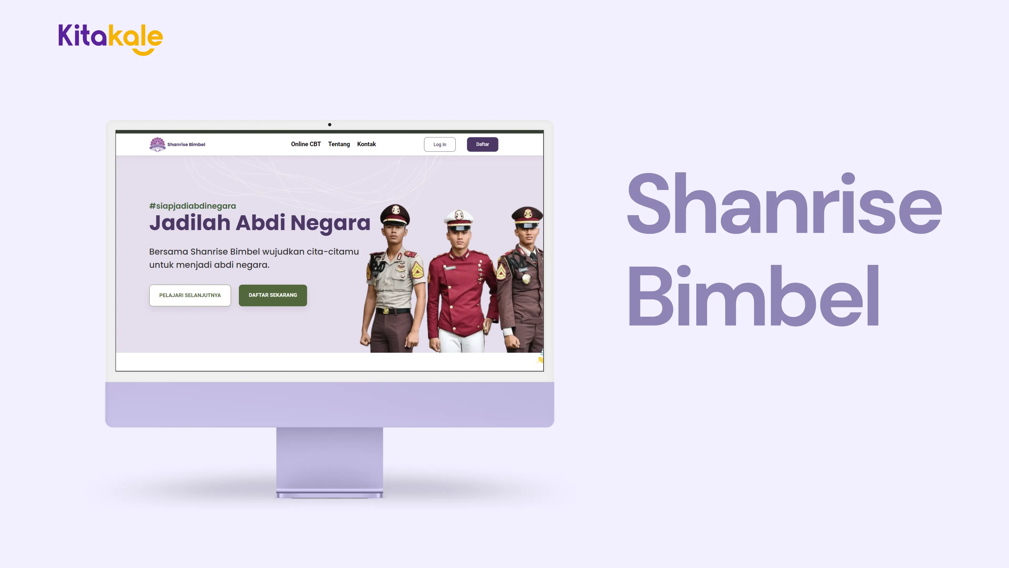 Website Shanrise Bimbel yang dikembangkan Kitakale